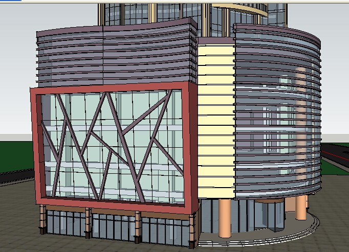 现代高层圆型建筑大楼SU草图大师模型