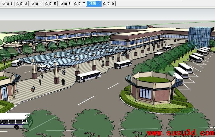 公交汽车站草图大师SU模型