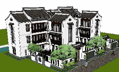 中式风格别墅建筑SketchUp模型