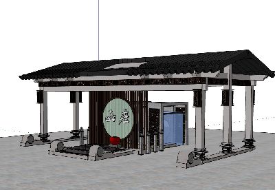 中式大门入口建筑设计sketchup模型