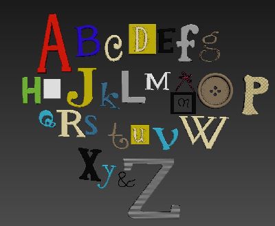 24个英文字母造型3D模型下载